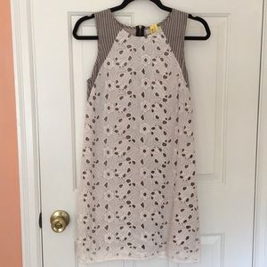 Gray and white shift dress
